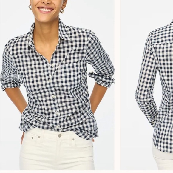 J.Crew Gingham lightweight cotton shirt in signature fit In Gngm Md - Picture 2 of 6